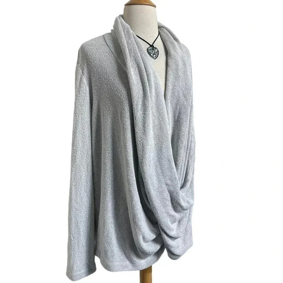 Anthropologie Saturday‎ Sunday L gray draped front long sleeve comfy sweatshirt - Picture 3 of 6